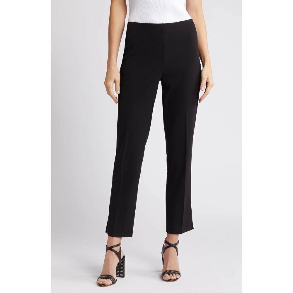 Halogen Dress Pant High Waist Side Slit Straight Leg Trousers Black NWT 22W